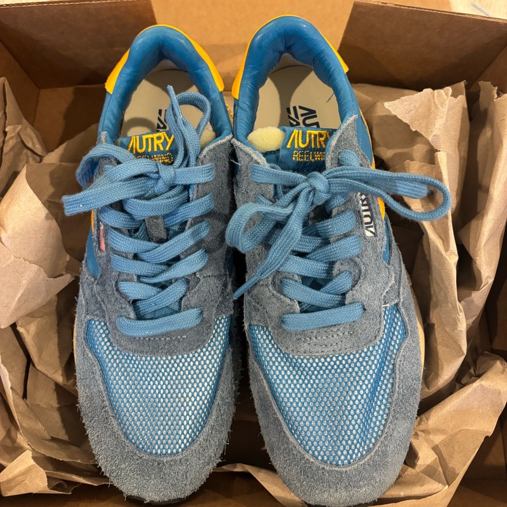 Autry Blue & Yellow Suede Runner Sneakers - Women's - Picture 3 of 6